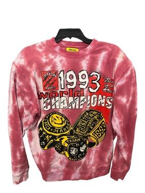 Chinatown Market Smiley 1993 Champions 3 Rings Tie-Dye Crewneck in Red Sz S